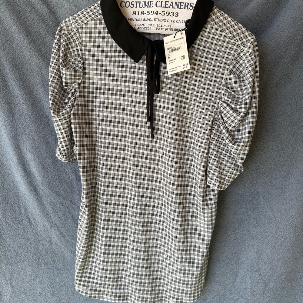 Black and White Checkered Women's Blouse